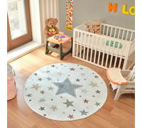 Livabliss Lillian-Kids Beige Blue Orange Green Washable Rug for Children's Rooms - 160cm_diameter