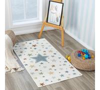 Livabliss Lillian-Kids Beige Blue Orange Green Washable Rug for Children's Rooms - 80 x 150 cm