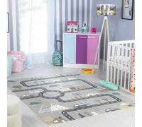 Livabliss Lillian-Kids Beige Grey Orange Blue Washable Rug for Children's Rooms - 120 x 170 cm