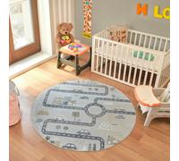 Livabliss Lillian-Kids Beige Grey Orange Blue Washable Rug for Children's Rooms - 160cm_diameter