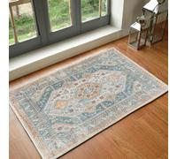 Livabliss Lillian-Washable Blue Brown Traditional Vintage Boho Rug - 66 x 115 cm