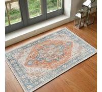 Livabliss Lillian-Washable Blue Brown Traditional Vintage Boho Rug - 66 x 115 cm