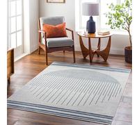 Livabliss Lillian-Washable Blue Grey Geometric Living Dining Rug 140 X 200 Cm Easy Care, Non Shedding