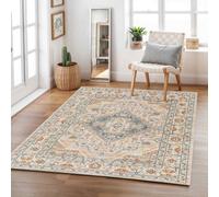 Livabliss Lillian-Washable Brown Blue Traditional Vintage Boho Living Dining Rug 200 X 275 Cm Easy Care, Non Shedding