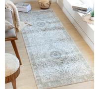 Livabliss Lillian-Washable Grey Green Traditional Vintage Boho Rug - 80 x 220 cm