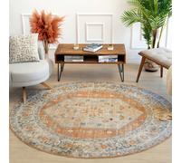 Livabliss Lillian-Washable Orange Brown Traditional Vintage Boho Rug - 200cm_diameter