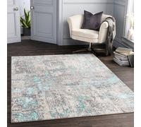 Livabliss Lustro-Abstract Grey Blue Beige Modern Marble Living Dining Bedroom Rug 200 X 275 Cm Easy Care, Non Shedding