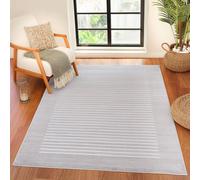 Livabliss Lustro-Modern Grey Off-White Beige Striped Living Dining Bedroom Rug 200 X 275 Cm Easy Care, Non Shedding