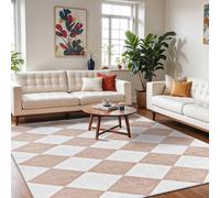 Livabliss Machine Washable Modern Boho Diamond Ghislaine Area Rug in Light Brown | Size: 160 cm x 215 cm Livabliss Light Brown 160 cm x 215 cm