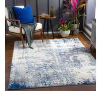 Livabliss Monaco-Abstract Grey Ivory Blue Modern Marble Living Dining Bedroom Rug in Dark Blue | Size: 130 cm x 190 cm Livabliss Dark Blue 130 cm x 190 cm