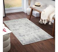Livabliss Monaco-Abstract Grey Ivory Modern Marble Living Dining Bedroom Rug 80 X 150 Cm Easy Care, Non Shedding