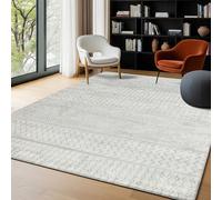 Livabliss Monaco-Geometric Grey Ivory Living Dining Bedroom Rug 200 X 290 Cm Easy Care, Non Shedding