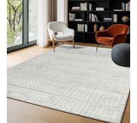 Livabliss Monaco-Geometric Grey Ivory Living Dining Bedroom Rug in Silver | Size: 80 cm x 220 cm Livabliss Silver 80 cm x 220 cm