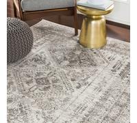 Livabliss Monte Carlo-Vintage Blue Grey White Traditional Boho Living Rug in Light Grey | Size: 120 cm x 170 cm Livabliss Light Grey 120 cm x 170 cm