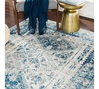 Livabliss Monte Carlo-Vintage Blue Grey White Traditional Boho Living Rug | Size: 160 cm x 220 cm Livabliss Blue 160 cm x 220 cm