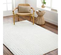 Livabliss Nomadic-Shaggy Ivory Modern Graphic Soft Plush Pile Rug - 200 x 275 cm