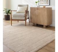 Livabliss Our Pnw Home Cascade-Modern Beige Brown Graphic High Pile Living Dining Bedroom Rug 160 X 213 Cm Easy Care, Non Shedding
