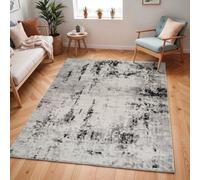 Livabliss Pisa-Abstract Black Grey Off-White Modern Marble Living Dining Bedroom Rug 200 X 275 Cm Easy Care, Non Shedding