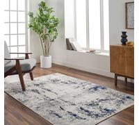 Livabliss Pisa-Abstract Black Grey Off-White Modern Marble Living Dining Bedroom Rug in Dark Blue | Size: 150 cm x 210 cm Livabliss Dark Blue 150 cm x 210 cm