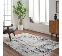 Livabliss Pisa-Abstract Blue Grey Charcoal Modern Marble Living Dining Bedroom Rug 200 X 275 Cm Easy Care, Non Shedding