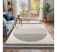 Livabliss Pisa-Geometric Black Grey Ivory Modern Living Dining Bedroom Rug in Off-White | Size: 150 cm x 210 cm Livabliss Off-White 150 cm x 210 cm