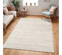 Livabliss Pisa-Geometric Grey Charcoal Off-White Living Dining Bedroom Rug 200 X 275 Cm Easy Care, Non Shedding