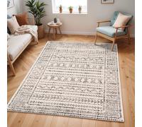 Livabliss Pisa-Geometric Grey Off-White Black Living Dining Bedroom Rug in Light Grey | Size: 80 cm x 220 cm Livabliss Light Grey 80 cm x 220 cm