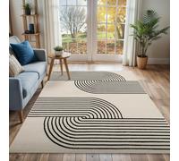Livabliss Pisa-Modern Off-White Black Graphic Rug - 130 x 170 cm