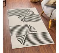 Livabliss Pisa-Modern Off-White Black Graphic Rug - 80 x 150 cm