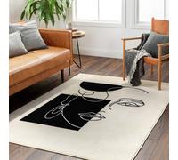 Livabliss Pisa-Modern Off-White Black Living Dining Bedroom Rug 200 X 275 Cm - Easy Care, Non Shedding