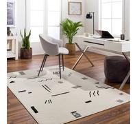 Livabliss Pisa-Modern Off-White Black Living Dining Bedroom Rug | Size: 200 cm x 275 cm Livabliss Off-White 200 cm x 275 cm
