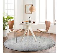 Livabliss Round Abstract Modern Marble Charcoal Alix Area Rug 160 X 160 Cm - Easy Care, Non Shedding, Ideal For Living Room & Bedroom