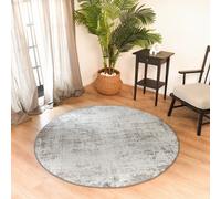 Livabliss Round Abstract Modern Marble Medium Grey Alix Area Rug 160 X 160 Cm - Easy Care, Non Shedding, Ideal For Living Room & Bedroom