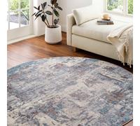 Livabliss Round Abstract Modern Marble Teal Noa Area Rug 200 X 200 Cm - Easy Care, Non Shedding, Ideal For Living Room & Bedroom