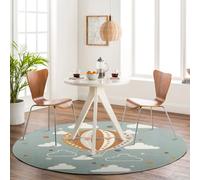 Livabliss Round Ankara-Kids Multicoloured Grey Blue Washable Rug For Children's Rooms 160 X 160 Cm Easy Care, Non Shedding