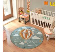 Livabliss Round Ankara Kids Multicoloured Grey Washable Rug For Children's Rooms 160 X 160 Cm Non Shedding