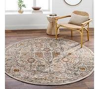 Livabliss Round Ankara Vintage Pink Grey Traditional Boho Living Room Rug 200 X 200 Cm Easy Care, Non Shedding
