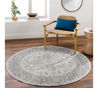 Livabliss Round Chester Vintage Medium Grey Charcoal Traditional Boho Living Room Rug 160 X 160 Cm