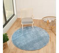 Livabliss Round Cloudy Shaggy-Solid Color Blue Plush Soft Pile Living Bedroom Rug 160 X 160 Cm Easy Care, Non Shedding