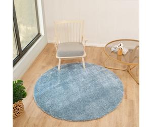 Livabliss Round Cloudy Shaggy-Solid Color Blue Plush Soft Pile Living Bedroom Rug 160 X 160 Cm Easy Care, Non Shedding