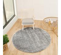 Livabliss Round Cloudy Shaggy-Solid Color Dark Grey Plush Soft Pile Living Bedroom Rug 120 X 120 Cm Easy Care, Non Shedding