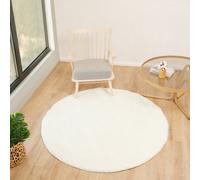 Livabliss Round Cloudy Shaggy-Solid Color Ivory Plush Soft Pile Living Bedroom Rug 120 X 120 Cm Easy Care, Non Shedding
