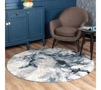 Livabliss Round Jolie-Abstract Blue Grey Beige Black Modern Marble Living Dining Bedroom Rug 160 X 160 Cm Easy Care, Non Shedding