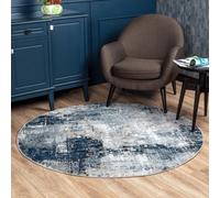 Livabliss Round Jolie-Abstract Blue Grey Beige Black Modern Marble Living Dining Bedroom Rug 200 X 200 Cm Easy Care, Non Shedding