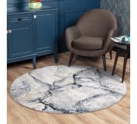 Livabliss Round Jolie-Abstract Grey Blue Ivory Brown Modern Marble Living Dining Bedroom Rug 160 X 160 Cm Easy Care, Non Shedding