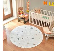 Livabliss Round Kids Machine Washable Multicolour/beige Bedroom Stella Area Rug 160 X 160 Cm - Easy Care, Soft & Safe Rug For Kids Spaces