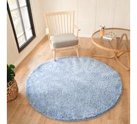 Livabliss Round Moda Shaggy-Solid Color Blue Plush Soft Pile Living Bedroom Rug 120 X 120 Cm Easy Care, Non Shedding