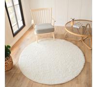 Livabliss Round Moda Shaggy-Solid Color Cream Plush Soft Pile Living Bedroom Rug 160 X 160 Cm Easy Care, Non Shedding