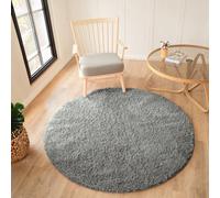 Livabliss Round Moda Shaggy-Solid Color Dark Grey Plush Soft Pile Living Bedroom Rug 120 X 120 Cm Easy Care, Non Shedding