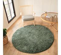 Livabliss Round Moda Shaggy-Solid Color Green Plush Soft Pile Living Bedroom Rug 160 X 160 Cm Easy Care, Non Shedding